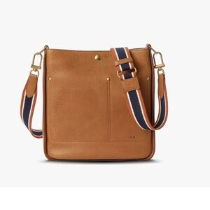 Shinola Pocket Crossbody Bag Leather Camel Tan Adjustable Strap New